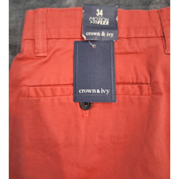 NWT Crown & Ivy Motion Flex Mens Vineyard Red Chino Shorts/ Sz. 34 - Picture 6 of 7